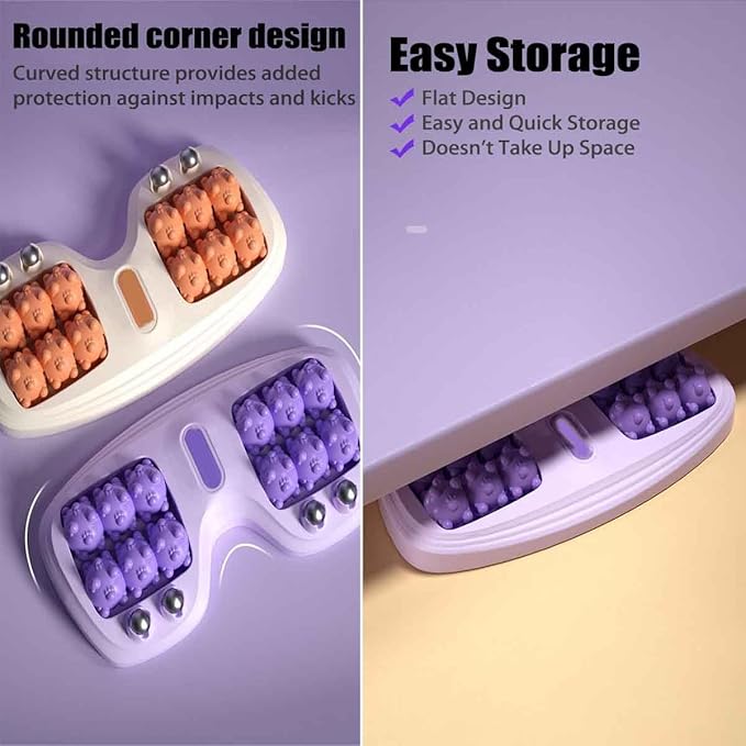 Portable Double Foot Massage RollerFoot Roller MassagerDual Feet Rollers Acupressure MassagerStress ReliefFeet Massage Tool for Travel Home Office (Purple)