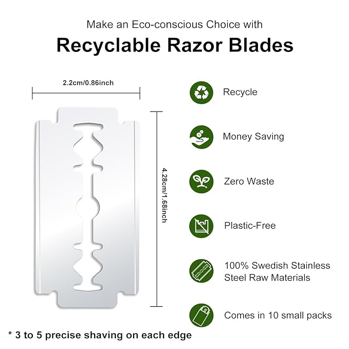 Black Stainless Steel Safety Razor with Extra 50 Safety Razor Blades