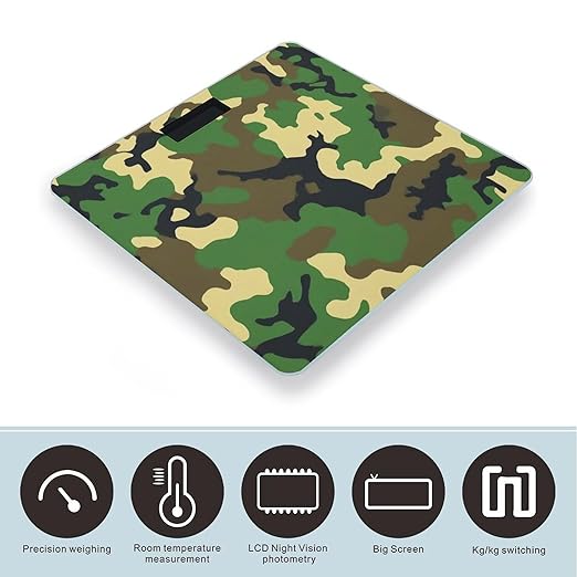 Automatic Switch Digital Bathroom Weighing Scale Smart Scale for Body Weight Army Camo Camouflage