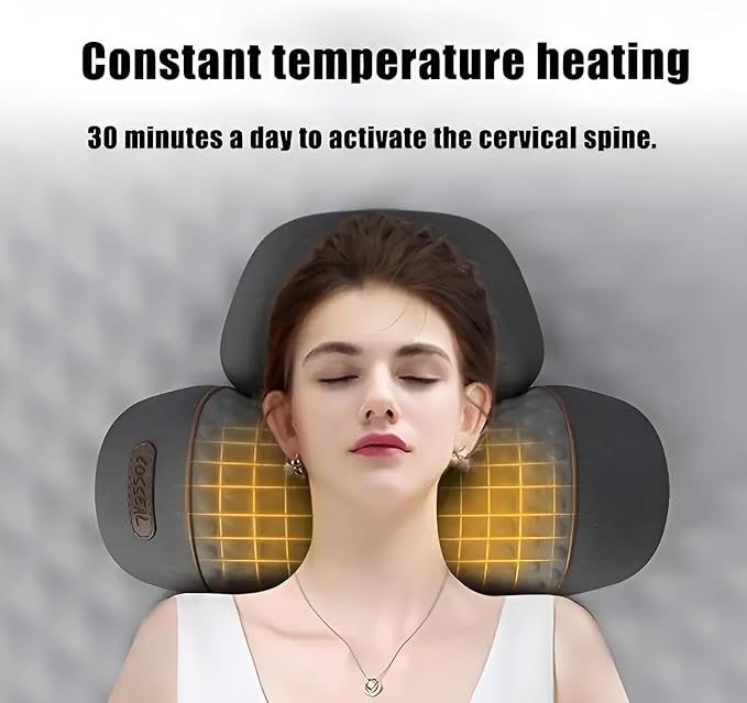 3-in-1 Heated Neck Massage Pillow | Memory Foam Cervical Support | Relaxation Pillow for Home &amp Office (Black)