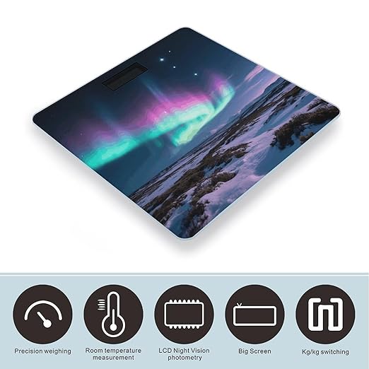 Aurora Weight Scale Cute Bathroom Scale for Body Highly Accurate Digital Weighing Machine for People Compact LCD Display Scales with Sturdy Toughened Glass Scales