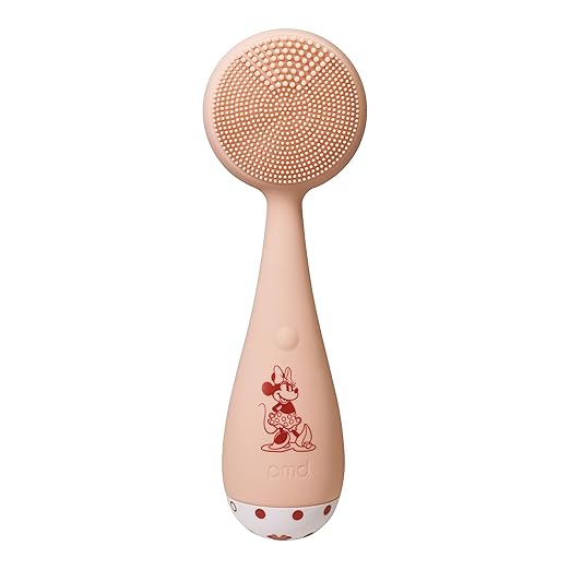 PMD Beauty x Disney Minnie Mouse Clean Pro Jade-Smart Facial Cleansing Device with Silicone Brush &amp Gemstone ActiveWarmth Anti-Aging Massager-Waterproof-SonicGlow Vibration-Clear Pores &amp Black