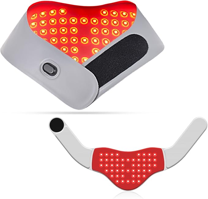 Red Light Therapy Neck Device 49 LED Collar with 660nm Red + 850nm Near Infrared Cordless Rechargeable Non-Heating Wrap for Neck Comfort Muscle Relaxation &amp Daily Wellness UseGray