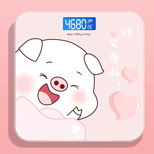 Scale for Body Weight Smart Scale for Body Weight Accurate Measurement Tempered Glass Digital Bathroom Scale Weight Scale for Home(Sticker Pink Pig)