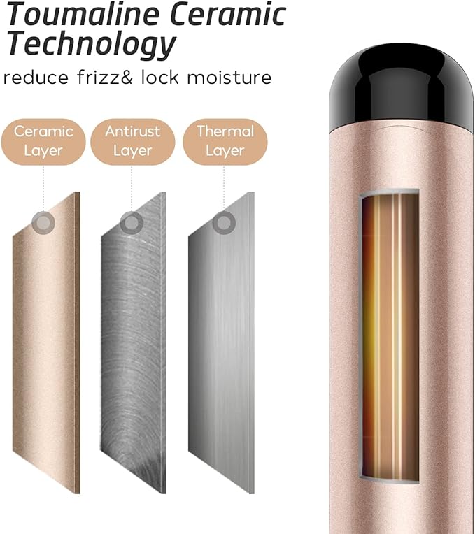 2 Inch Curling Iron Large Barrel Long Barrel Curling Wand Dual Voltage Ceramic Tourmaline Coating with LCD Display Glove Include