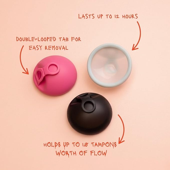 Hello Period Menstrual Disc | Award Winning Reusable Soft Flexible Period Disc | Capacity of 10 Tampons | Double Loop Tab for Easy Removal Leak Proof Alternative to Pads &amp Tampons (Black)