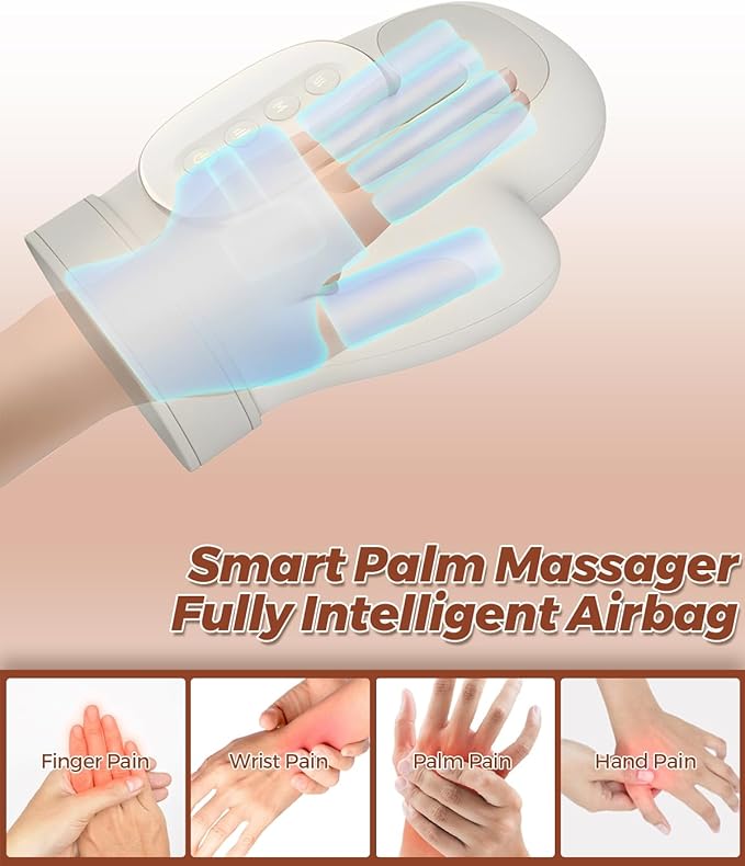 Joyzan Hand Massager with Heat Compression Relief Cordless Finger Massager Professional Wrist Glove 3 Massage 3 Temperatures 5 Compression Models Soothe Fatigue Carpal Tunnel Gift Women Men Mom Dad