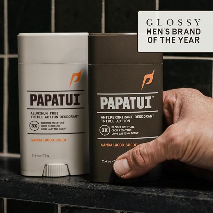 Papatui by Dwayne Johnson Triple Action Antiperspirant for Men | Sweat Control Odor Neutralizer &amp Skin Nourishing | Sandalwood Suede | 2.6 oz (Pack of 3)