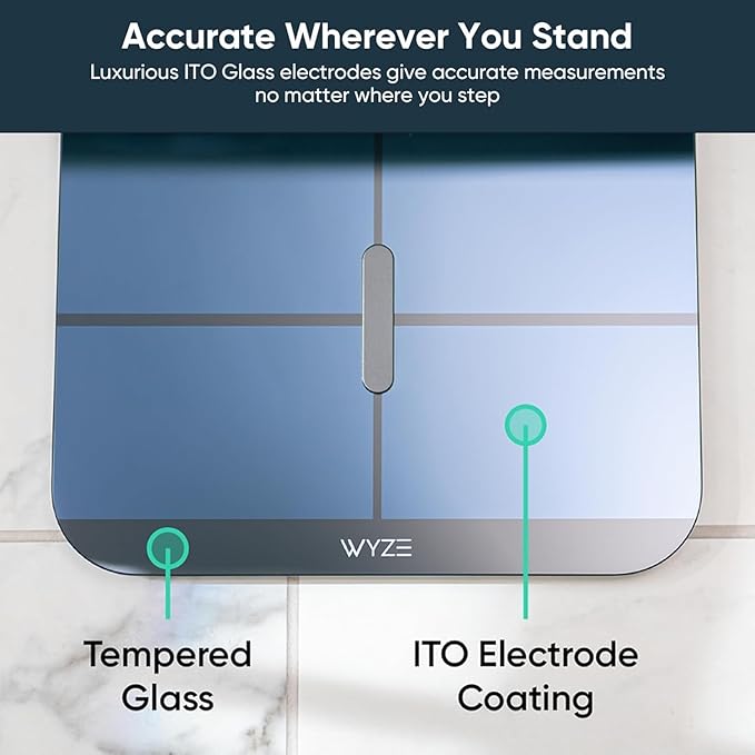 Wyze Smart Scale X - Digital Bathroom Scale for Body Weight BMI Body Fat Muscle Mass Heart Rate Monitor | Sync with Health Apps | Body Composition Analyzer for People Baby &amp Pet 400 lbs (Nav