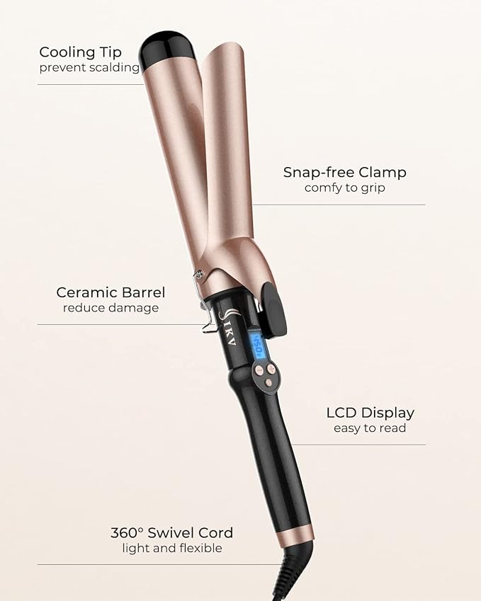 1 3/4 Inch Extra Long Barrel Curling Iron 1.75 Large Barrel for Long Hair Ceramic Tourmaline