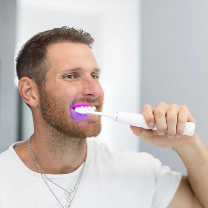 BIOLIGHT Illume Sonic Electric Toothbrush with Red &amp Blue Light Therapy – Professional Whitening Gum Care &amp Advanced Oral Hygiene - White