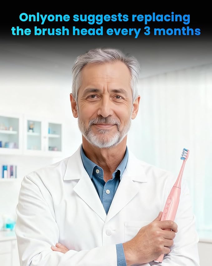 Onlyone Sonic Electric Toothbrush for Adults Rechargeable Ultrasonic Electric Toothbrush with 8 Brush Heads Travel Case Charging Base &amp Wireless Charging - 5 Modes with Smart Timer