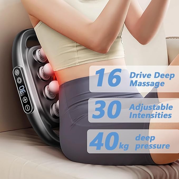 Neck Massager16 Head Massage Gun deep Tissue16-Drive 8-Head Massage Gun SetRed Light Muscle Tool for Back Shoulders Legs Foot Body Ideal Gifts for Women Men Mom and Dad