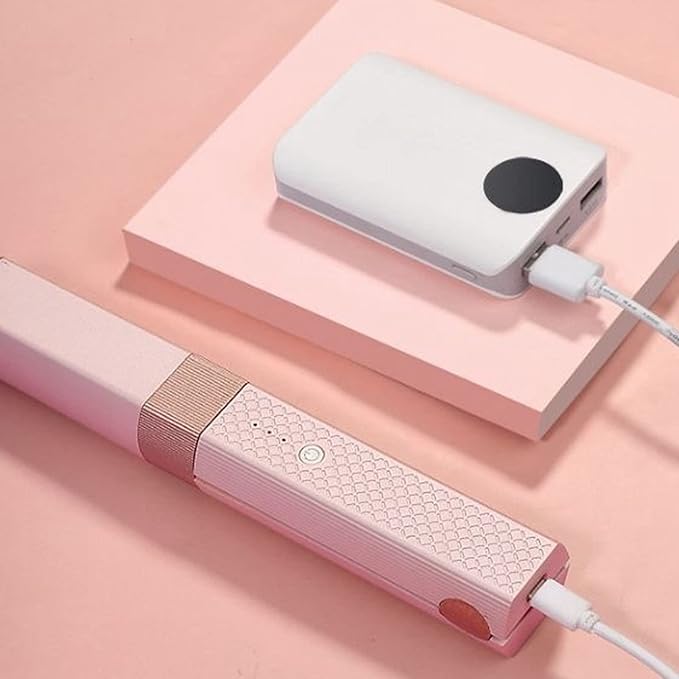 Hair Straightener Curling Flat Iron Quickly Heating Hair Straightener Curler for Short Hair Curls Bangs (Pink)