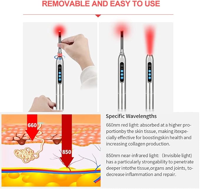 Red Light Therapy for Pain Relief Skincare Wand &amp Cold Sore and Canker Sore 660nm 850nm Near Infrared Light Therapy Device for Mouth Ear Nose Hands Joint Muscle Knee Feet