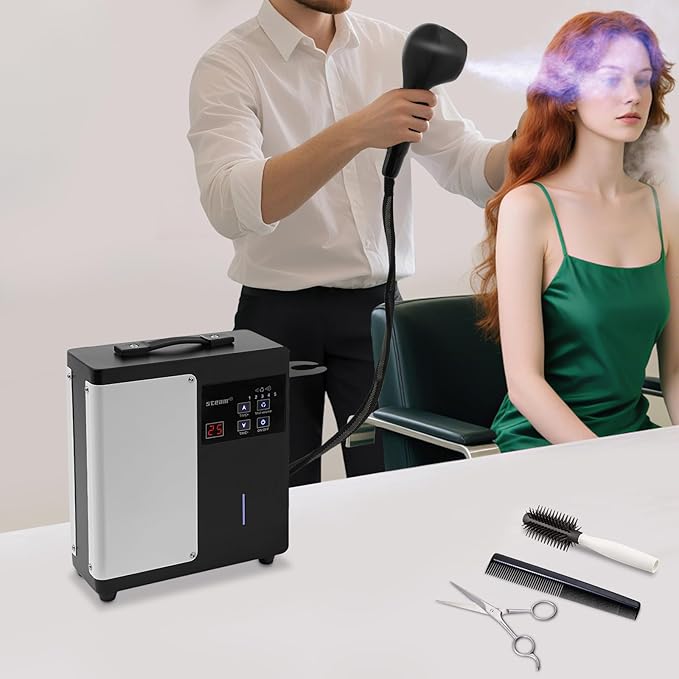 Nano Hair Steamer with Digital Display - 5 Adjustable Mist Levels and 60min Timer Hair Coloring Hair Perm Dyeing Scalp Hairdressing Care Sprayer for Deep Conditioning