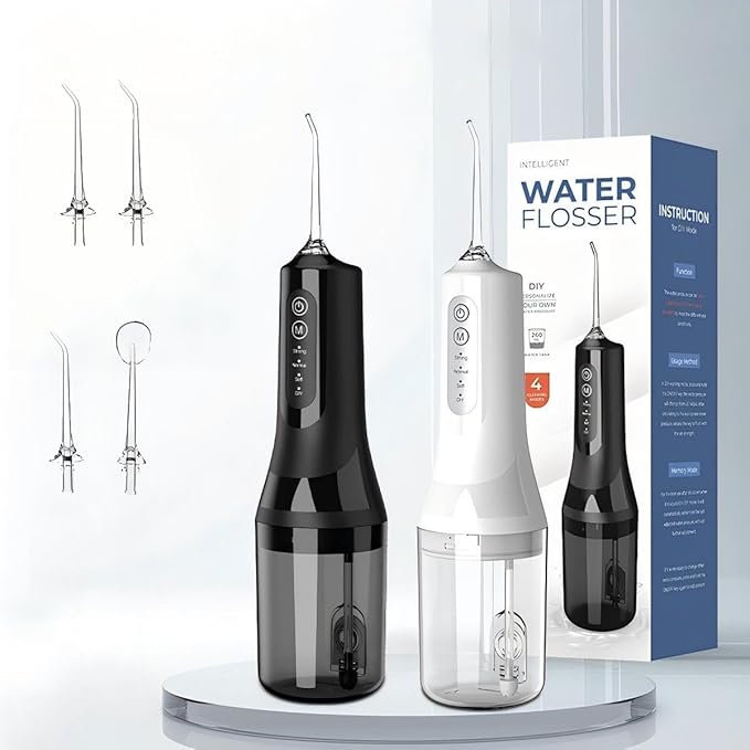 Water Flosser Cordless with 260ML Removable Tank 4 Cleaning Modes Oral Irrigator for Braces and Sensitive Gums(White)