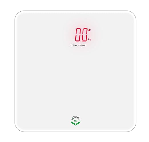 NewlineNY Voice Talking Digital Bathroom Scale Easy Auto Step-on Auto Off Technology White Lb or Kg 440lb Capacity