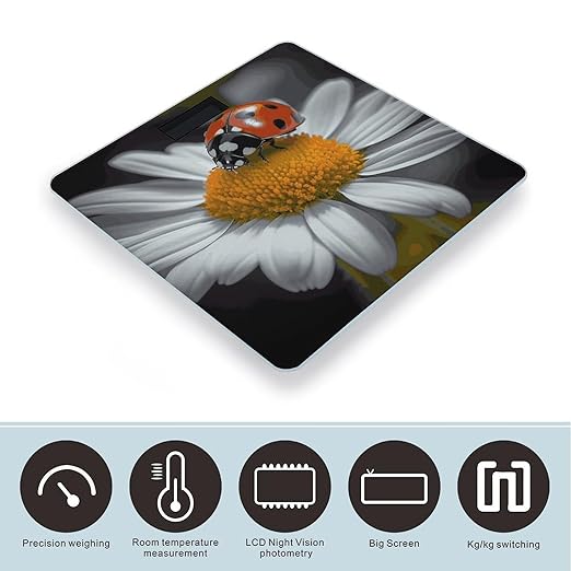 Ladybug Daisy Bathroom Scale Ultra-Bright Liquid Crystal Screen Weight Scale Accurate Bathroom Body Scales for Body Weight Bathroom Pet Home Bedroom Gift-Giving