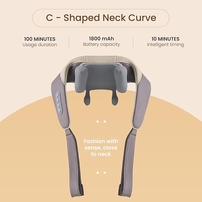 Snugger Neck and Shoulder Massager with Heat Cordless Neck Massager for Pain Relief Deep Tissue Shiatsu Neck Massager Heated Neck and Shoulder Massager Muscle Relaxation Therapy