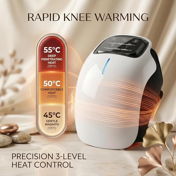 Morlit 360° Smart Warmth &amp Comfort Knee System - Rechargeable Wrap with Multi-Mode Touchscreen 4D Floating-Point Massage for Joint Ease &amp Daily Rejuvenation