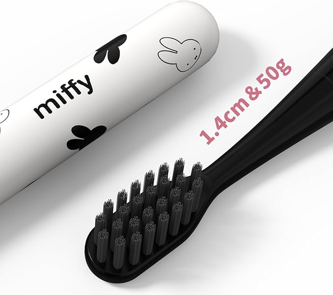 Miffy i4 Upgrade Slim Sonic Electric Toothbrush Thin Rechargeable Ultrasonic Smart Tooth Brush Free Petite Travel Case &amp Ceramic Holder Dock for Travel &amp Home IPX7 Waterproof (Black)