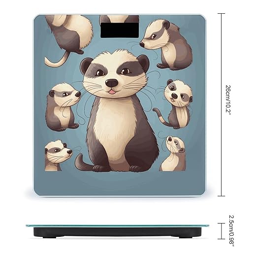 Hairy Ferret Digital Bathroom Scale Fashion Unique Weight Scale BMI Anti-Slip Precision Weighing Scales Suitable for Home Bedrooms Use and Gift