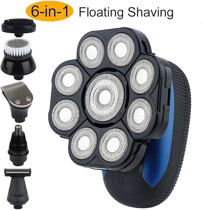 Head Shaver for Men 6 in 1 Floating Head Shaver for Bald Men Waterproof Electric Razor for Men with Nose Hair Trimmer Wet/Dry Grooming Shaving Machines