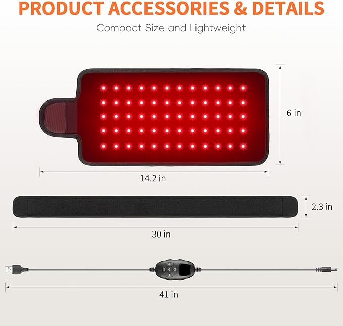 Red Light Therapy Belt for Body Flexible Use Red Light Pad with Timer Controller Fit for Small Areas 60 Beads Portable Infrared Light Therapy Belt for Starters