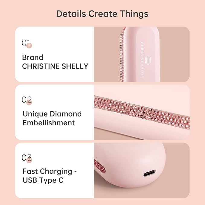 Hair Straightener Brush Portable Cordless Mini Straightening Brush for Travel 300M Negative Ions for Frizz-Free Shine Fast HeatingHot Comb Hair Straightener with 9 Temps for Women