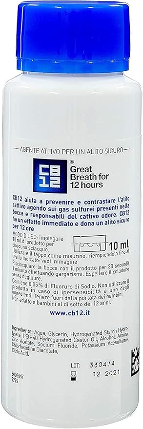 CB12 Mint Menthol Safe Breath Mouthwash (250ml) - Pack of 2