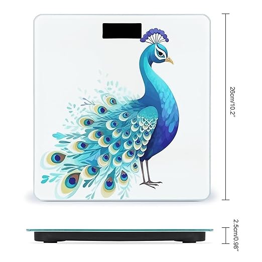 Cartoon Blue Peacock Smart Scale for Body Weight Accurate Bathroom Scale with LED Display Digital Weight Scales Weighing Machine High Precision Scales for Bath Home