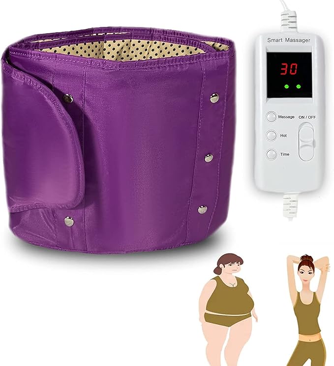 Electric Massager Sauna Belt 360 ° Whole Circle Heat Hot Belt Heating Massage Pad for Lower Back and Waist Pain Relief Deep TissueBody Shaper Ab Workout (Purple)