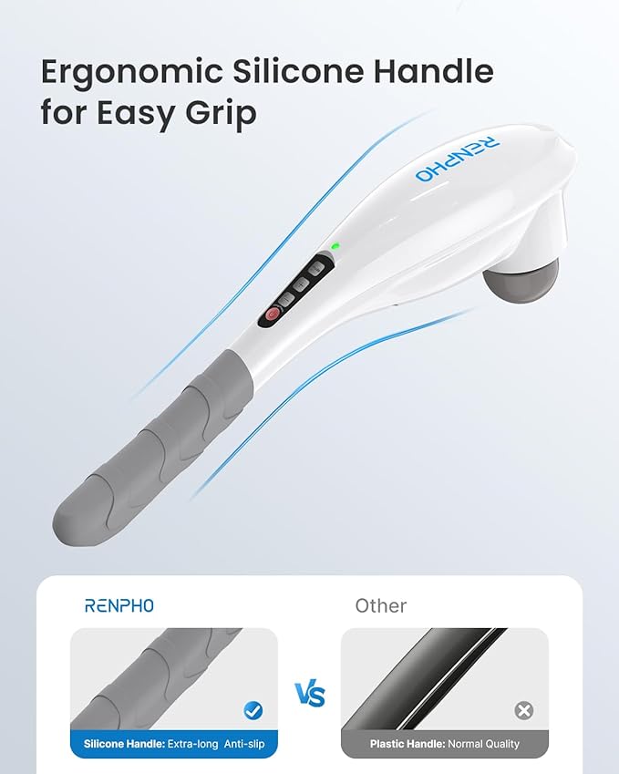 RENPHO Rechargeable Handheld Back Massager Cordless Electric Neck Massage Tool for Shoulder Foot Leg Calf Birthday Gifts for Women and Men