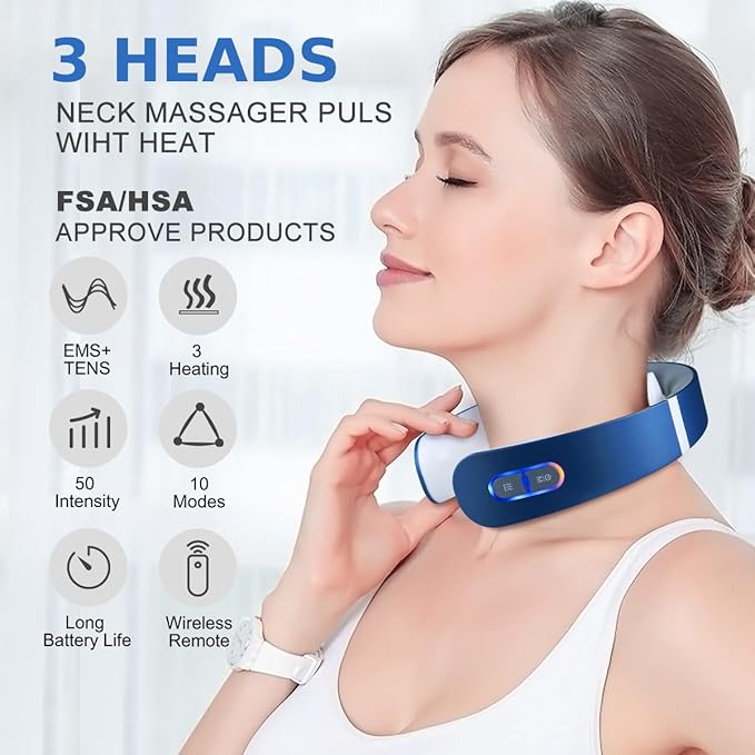 Neck Massager with Heat 9 Modes and 50 Intensity Cervical Massage with Adjustable Timers