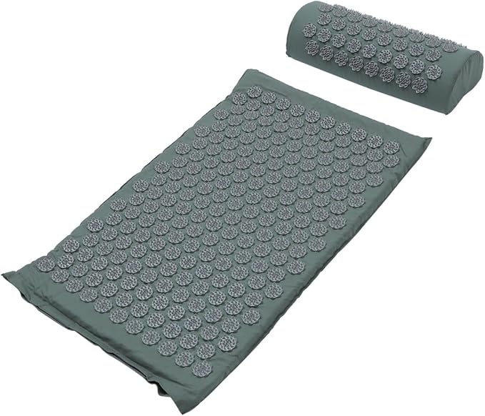 Acupressure Massage Mat and Pillow Set Shiatsu Relief Massage Cushion with Non-Slip Surface and Washable Cover Portable Back and Neck Relaxation Tool for Home and Travel