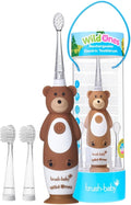 BrushBaby - WildOnes - Kids Rechargeable Electric Toothbrush Ages 0-10 - Bear Design with Flashing Lights - DeepClean Bristles for Superior Cleaning - 2 Replacement Brush Heads 1 USB Cable