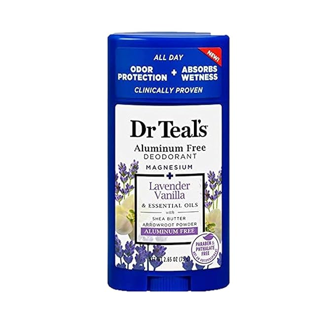 Dr. Teals Deodorant Variety Gift Set (2 Pack 2.65oz Ea.) - Vanilla Lavender &amp Coconut Oil - Essential Oils Shea Butter &amp Magnesium Help Absorb Moisture &amp Keep Skin Clean &amp Healthy