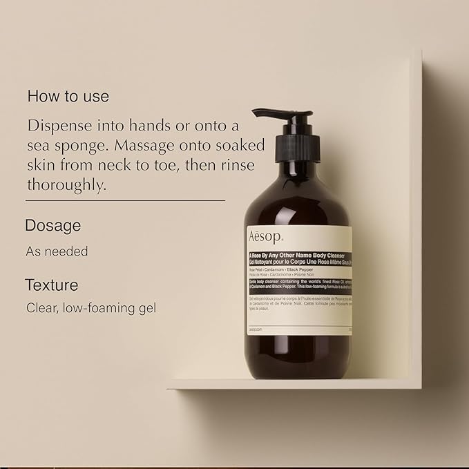 Aesop A Rose By Any Other Name Body Cleanser Refill | Gentle Shower Gel with Rose Petal Essential Oil Blend to Soften &amp Hydrate Skin | 500 mL / 16.9 oz - Recyclable Bottle