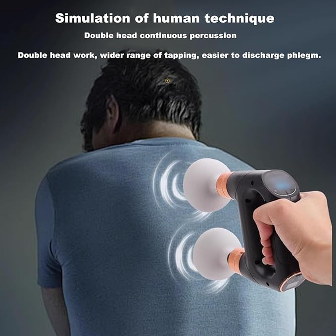 Electric Palm Chest Percussion Cup Dual Head Electric Patting Phlegm Remover Chest Percussion Massager for Mucus Relief Cup Style Vibration Physical Therapy for Back Body.