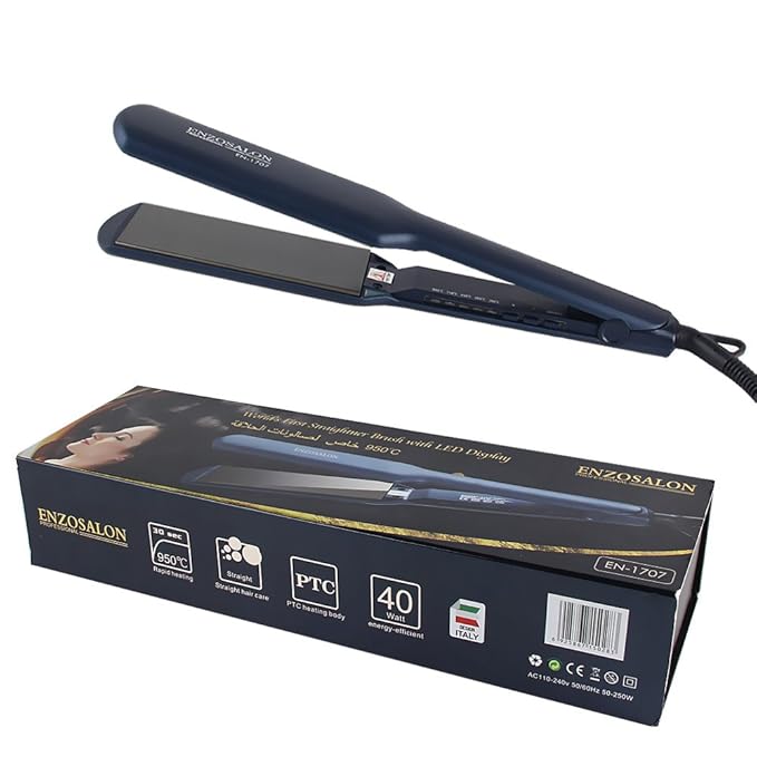 TOPCHANCES 110V Professional LCD Display Plates Flat Flat Iron Steam Hair Straightener Wide Plate Salon Infrared Flat Iron Ceramic Auto On/Off Temperature Control Hair Care Styling Tools