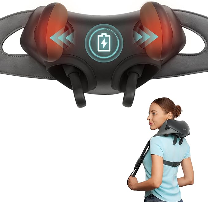 Etekcity FSA Eligible Cordless Neck Massager for Pain Relief Deep Tissue Shiatsu Shoulder Massager with Heat Massage Tools for Trapezius Lymphatic Drainage Relaxation Therapy HSA Items Cadeo