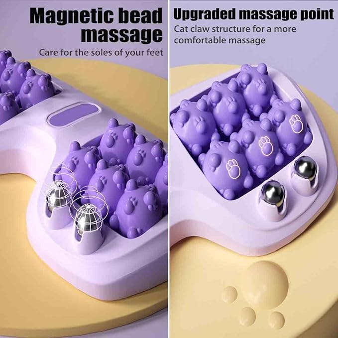 Portable Double Foot Massage RollerFoot Roller MassagerDual Feet Rollers Acupressure MassagerStress ReliefFeet Massage Tool for Travel Home Office (Purple)