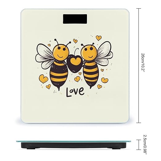 Bee Love Honey Weight Scale Large Bathroom Scales Digital Weight with Bright LED Display Non Slip Automatic Weighing Scale Fashion Weighing Machine for Body