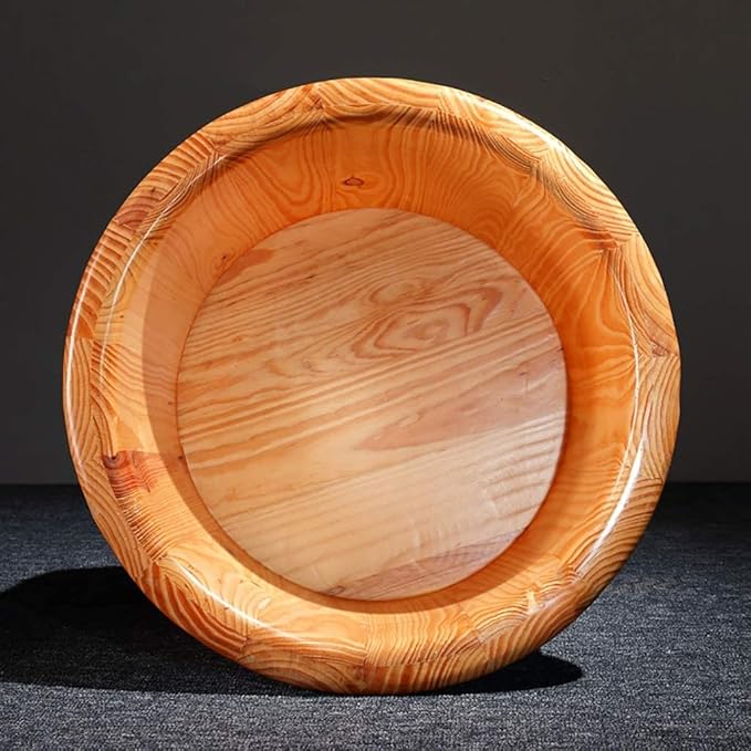 Household Foot Bath Barrel Solid Wood Foot Washing Barrel Thick Foam Foot Barrel Foot Spa Bath Massager (Color : 26cm with Cover)