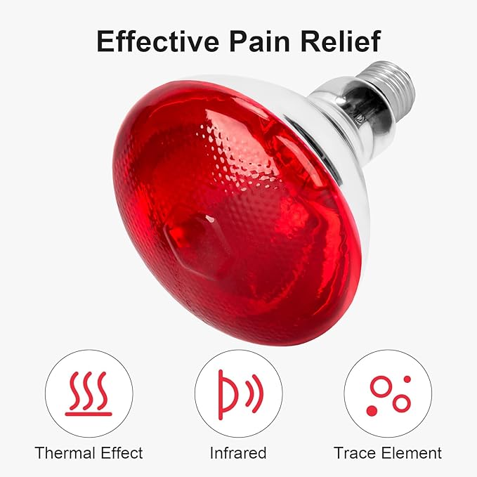Infrared Bulb Heat Lamp 150W Red Light Therapy Bulbs Infrared Light Bulb for Body Suitable E26/E27 Socket