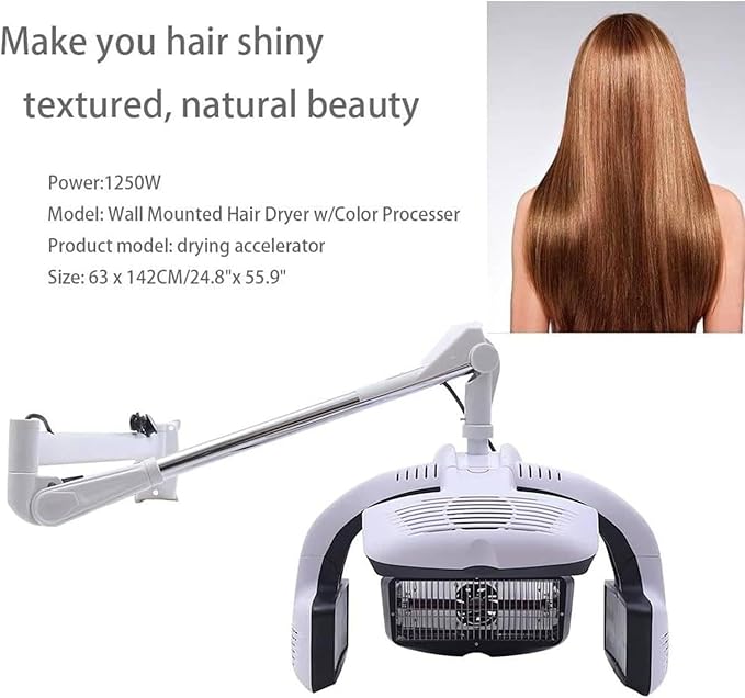 800W Orbiting Hair Dryer Standing Hair Perm Color Processor Dryer Heavy Duty Adjustable Wall Mounted/Standing Hair Dryer - Hair Salon Equipment for Hair Dyeing PermingWallMounted