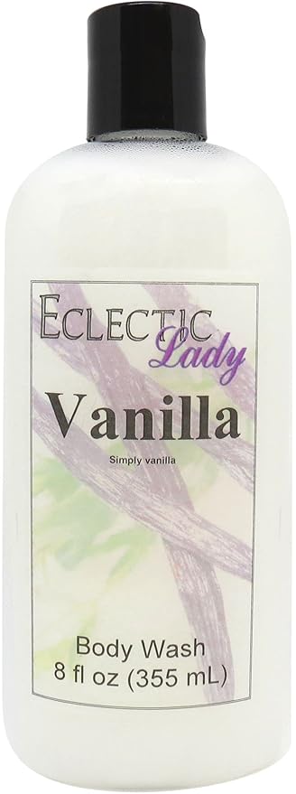 Eclectic Lady Liquid Pearl Body Wash - Vanilla Scent 3-in-1 Use For Bubble Bath Hand Soap &amp Body Wash Phthalate-Free Vanilla Fragrance Handcrafted in USA (8 oz)