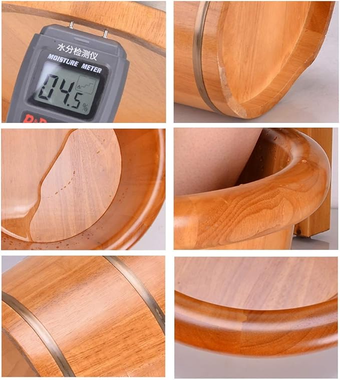 Katzowen Pedicure Foot Soak Tub Solid Wood Foot Tub Raised Wooden Foot Tub Wooden Foam Basin Foot Spa Household Wash Ba (Color : Foot Bath Without Cover)