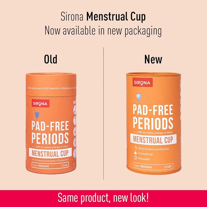 Sirona Reusable Menstrual Cup Medium (Pack of 2)| Reusable Period Cup | Tampon and Pad Alternative | Heavy Flow